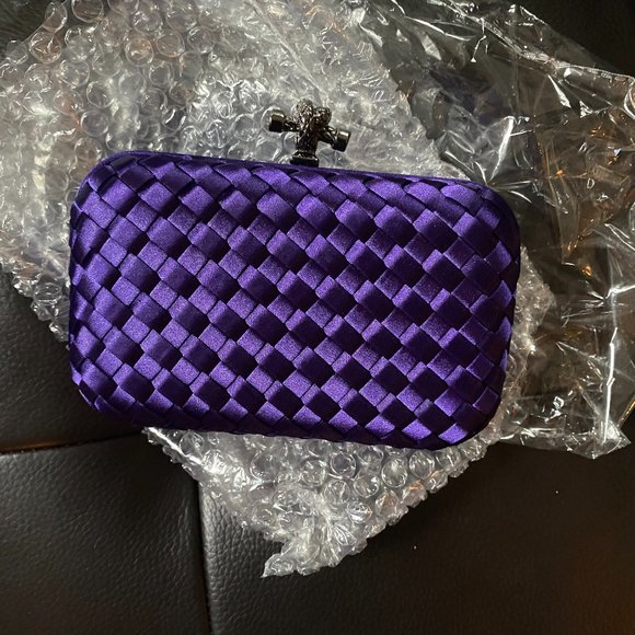 Bottega Veneta Handbags - Woven clutch purple metallic color knot